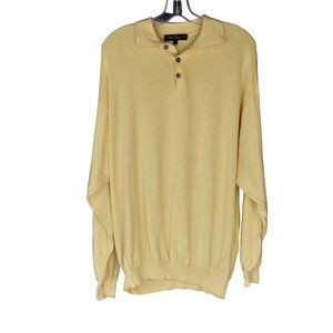 Men's Vintage 90's Giglio Rosso Yellow Long Sleeve Collared Polo Sweater Size L
